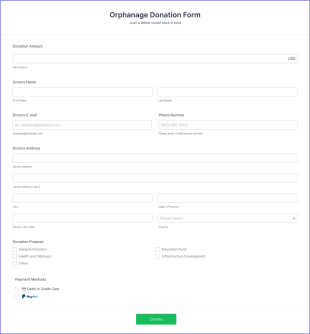 PayPal Orphanage Donation Form Template