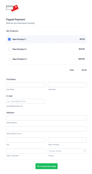Responsive Paypal Payment Form Template