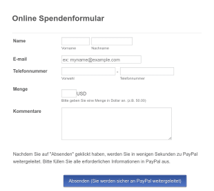 PayPal Spendenformular