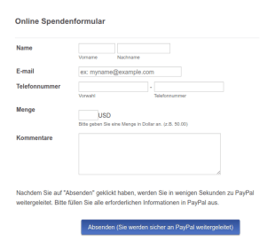 PayPal Spendenformular