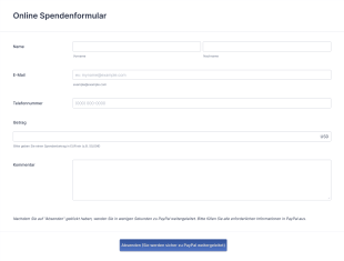 PayPal Spendenformular