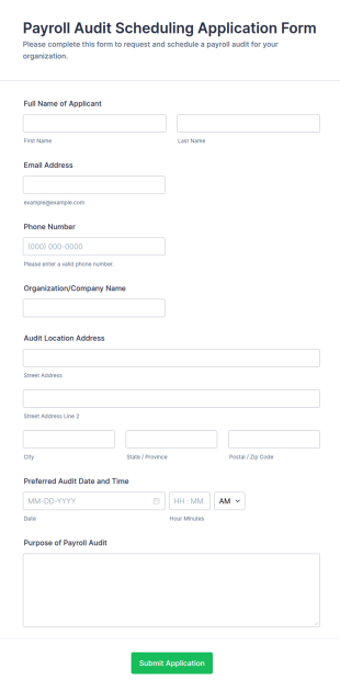 Payroll Audit Scheduling Application Form Template