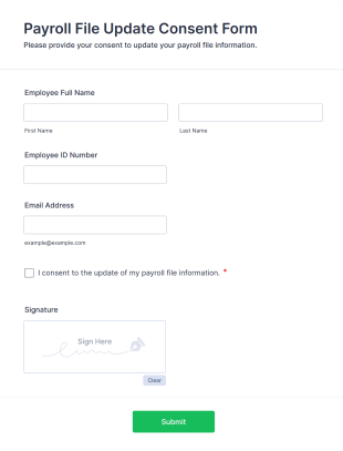 Payroll File Update Consent Form Template