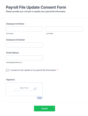 Payroll File Update Consent Form Template