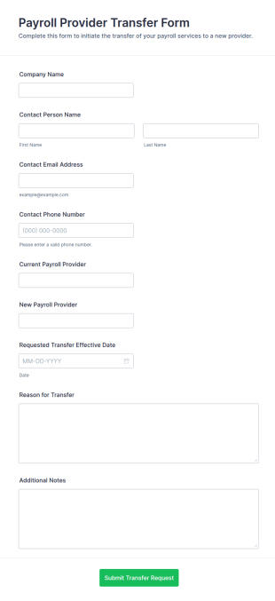 Payroll Provider Transfer Form Template