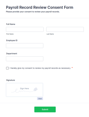 Payroll Record Review Consent Form Template