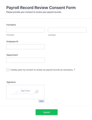 Payroll Record Review Consent Form Template