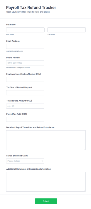 Payroll Tax Refund Tracker Form Template