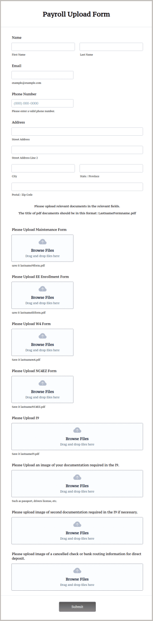 Payroll Upload Form Template