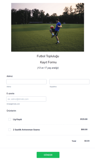 PayU Türkiye Futbol Topluluğu Kayıt Form Şablonu