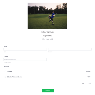 PayU Türkiye Futbol Topluluğu Kayıt Form Template