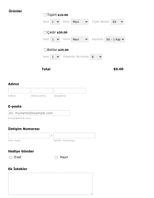 Payu Turkiye Kamp Esyalari Siparis Form Şablonu