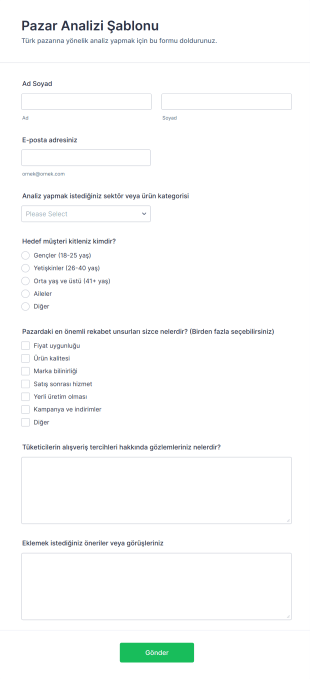 Pazar Analizi Form Template