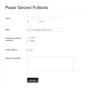Pazar Gecesi Futbol LCV Form Şablonu