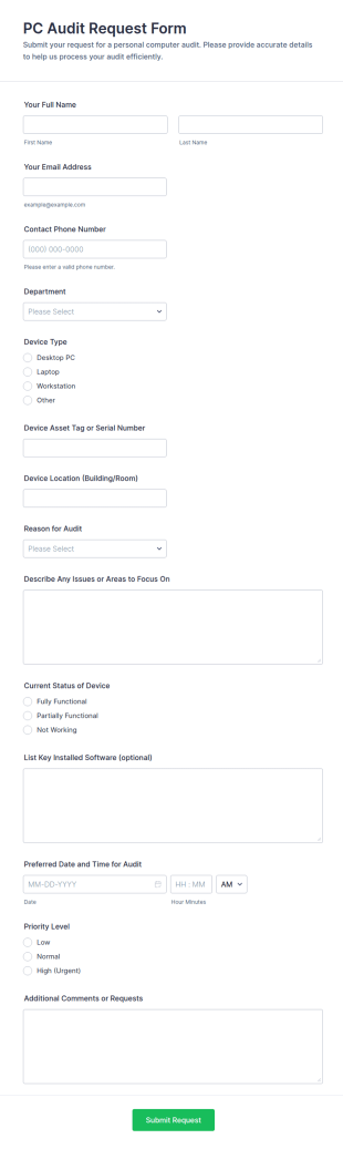 PC Audit Request Form Template