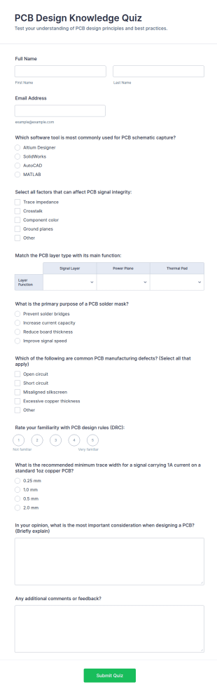 PCB Design Knowledge Quiz Form Template