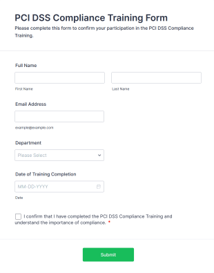 PCI DSS Compliance Training Form Template