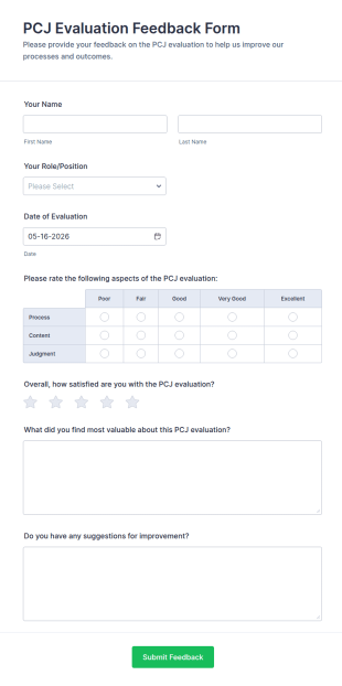 PCJ Evaluation Feedback Form Template