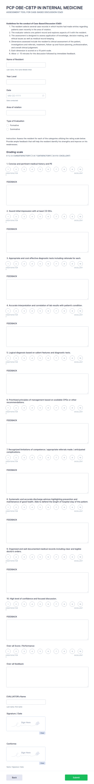Case Cased Discussion Assessment Form Template