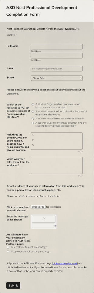 Pd Completion Form Template