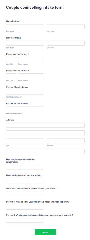 Couples Therapy Intake Form Template