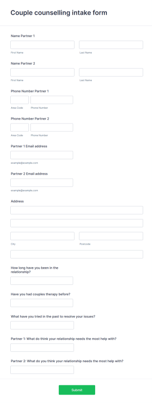 Couples Therapy Intake Form Template