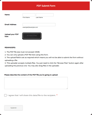 PDF Submit Form Template