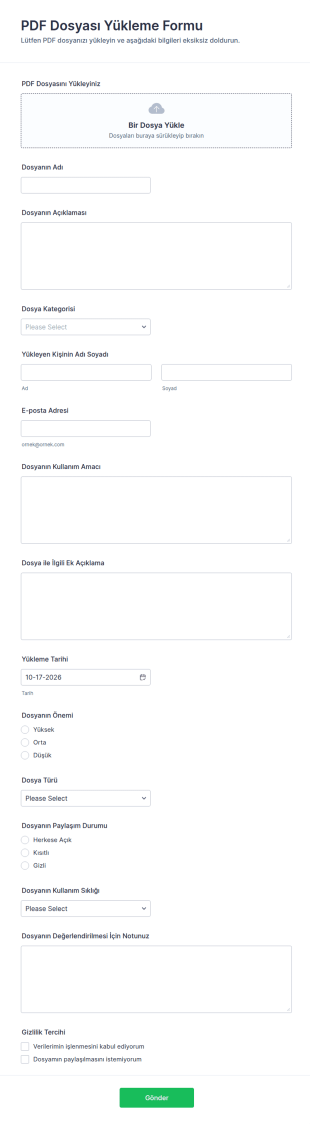 PDF Yükleme Form Şablonu