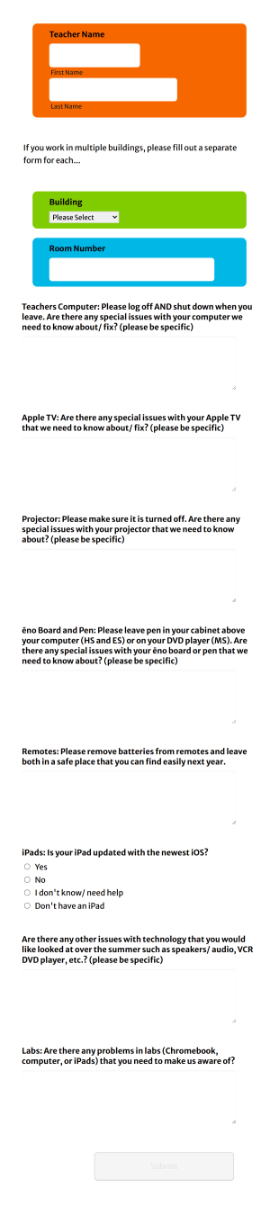 Pdy Staff Technology Checkout Form Template