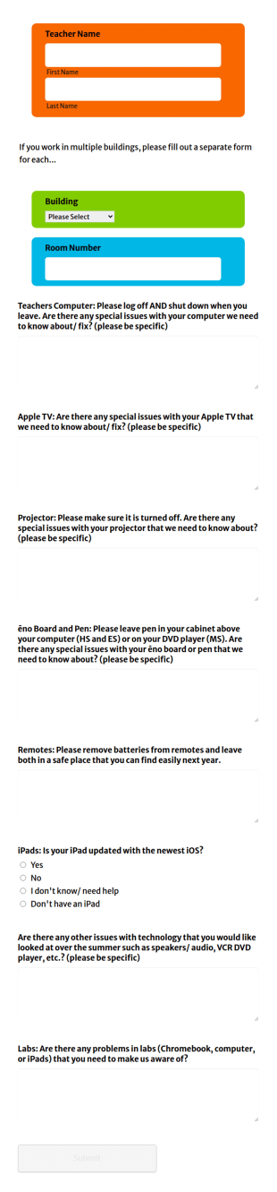 Technology Equipment Checkout Form Template