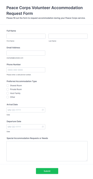 Peace Corps Volunteer Accommodation Request Form Template