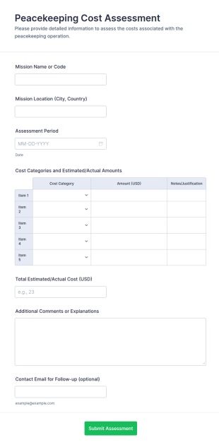 Peacekeeping Cost Assessment Form Template