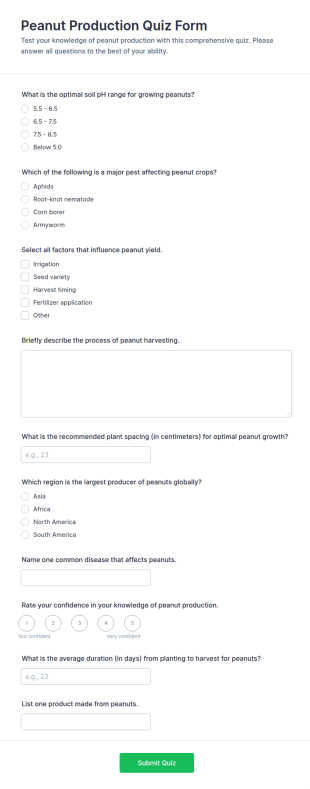 Peanut Production Quiz Form Template