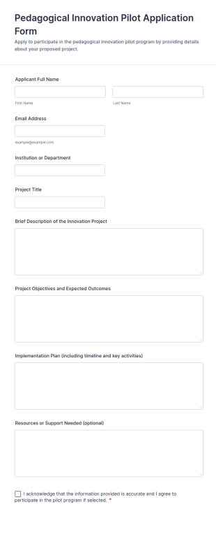 Pedagogical Innovation Pilot Application Form Template