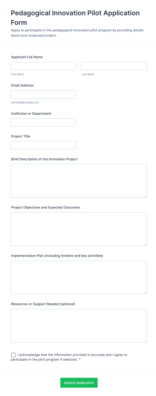 Pedagogical Innovation Pilot Application Form Template