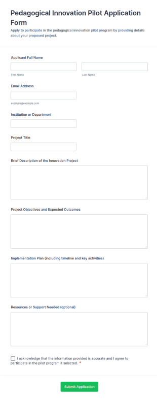 Pedagogical Innovation Pilot Application Form Template