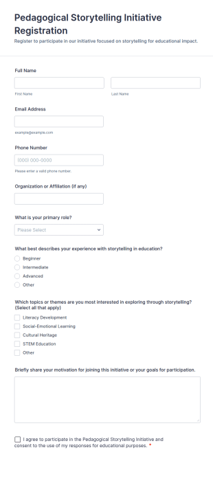 Pedagogical Storytelling Initiative Registration Form Template