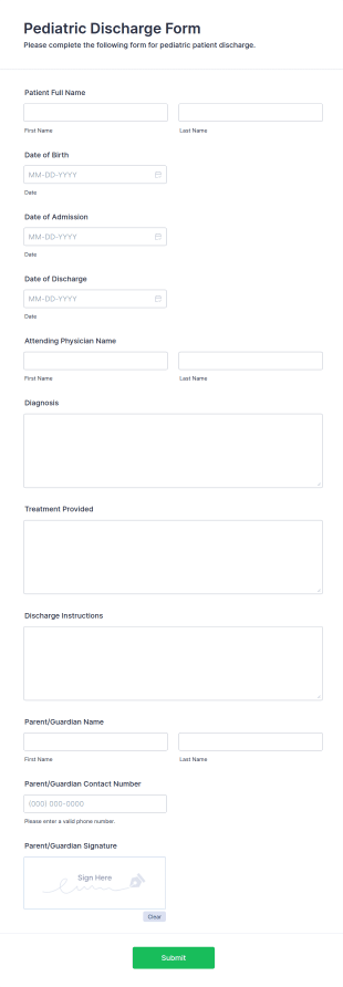 Pediatric Discharge Form Template