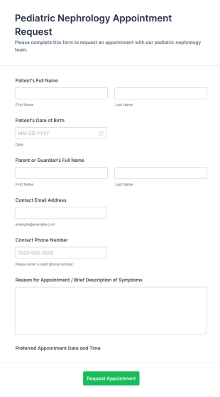 Pediatric Nephrology Appointment Request Form Template