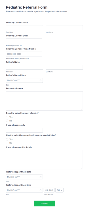 Pediatric Referral Form Template