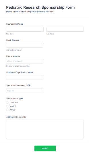 Pediatric Research Sponsorship Form Template