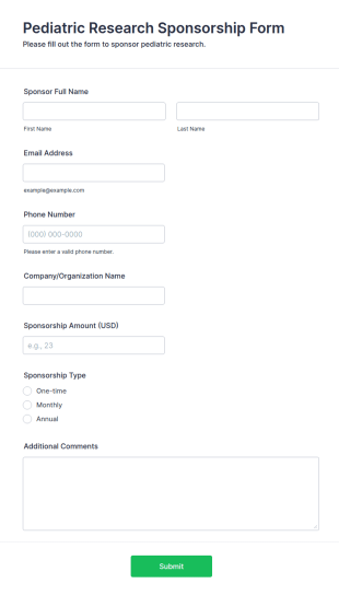 Pediatric Research Sponsorship Form Template