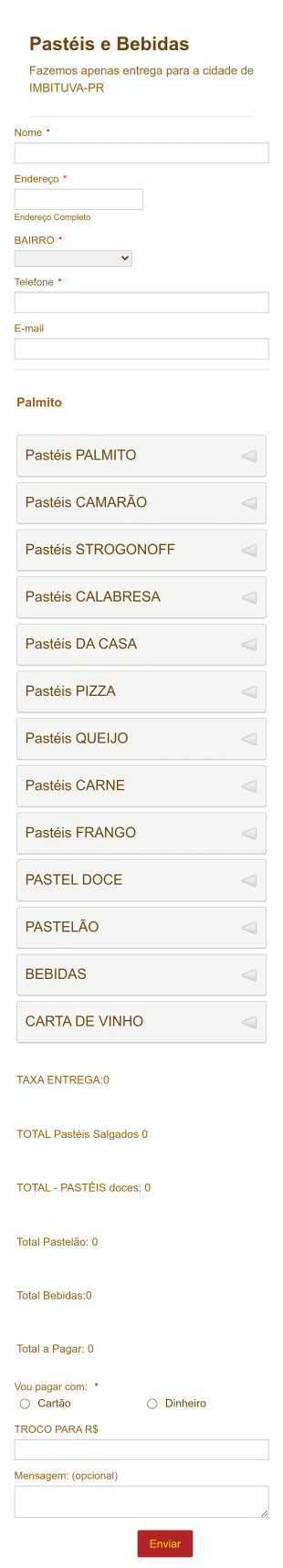 Pedido De Alimentos Ou Bebidas Form Template