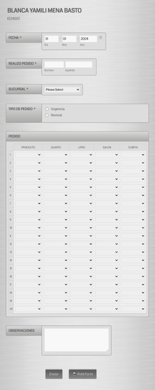 Pedido De Material Form Template