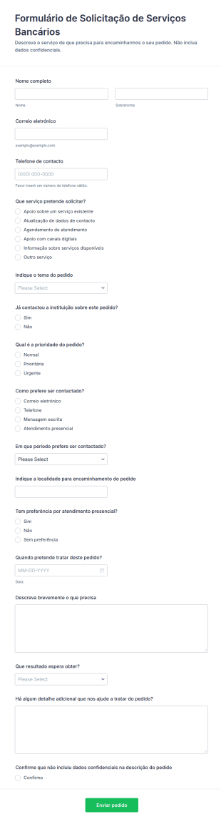 Pedido De Serviço Bancário Form