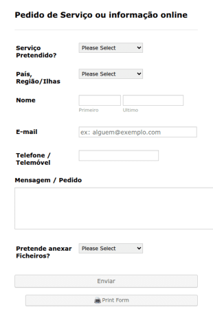 Pedido De Serviço Ou Informação Online