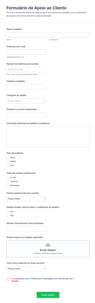 Pedido De Suporte Ao Cliente