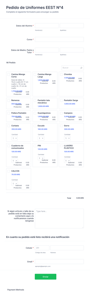 Pedido De Uniformes