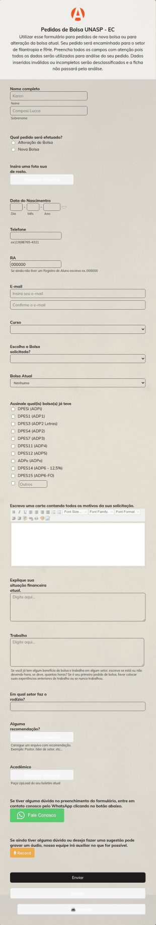 Pedidos De Bolsa UNASP EC