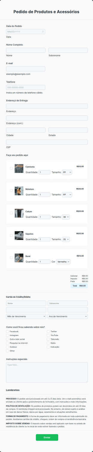 Pedidos De Produtos E Acessórios